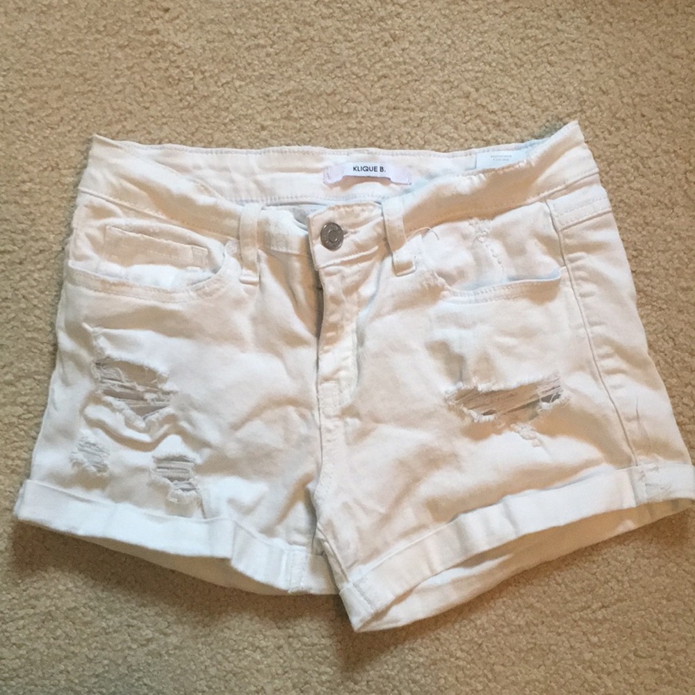 Ripped White Denim Shorts
